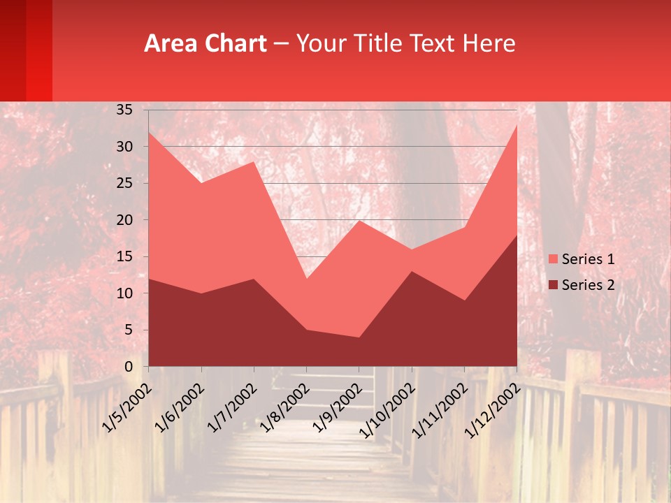 A Picture Of A Red Forest With Stairs PowerPoint Template