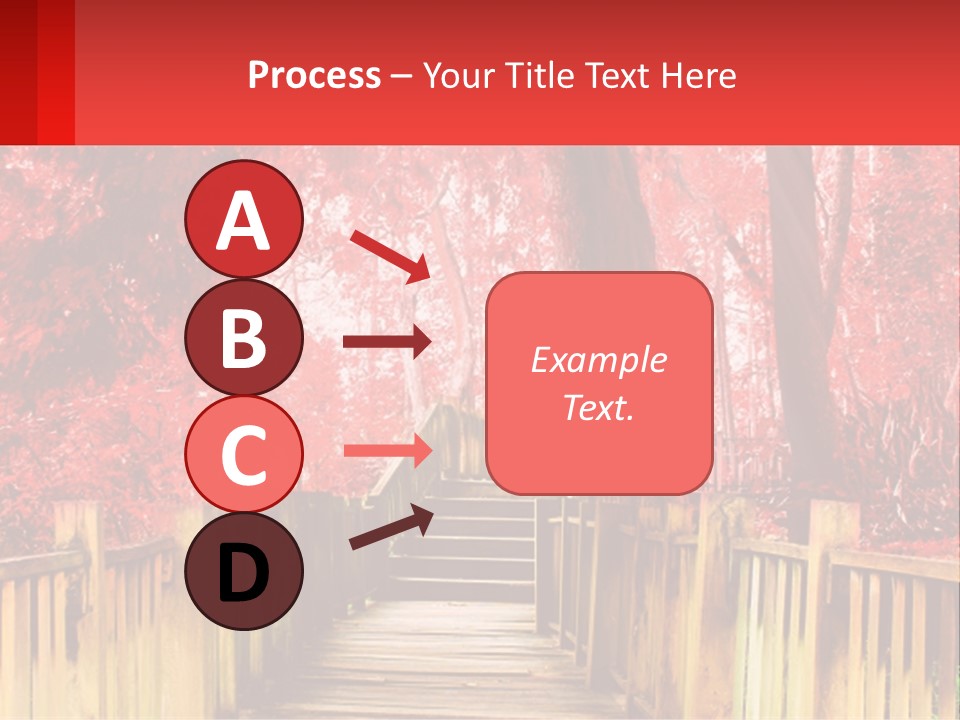 A Picture Of A Red Forest With Stairs PowerPoint Template