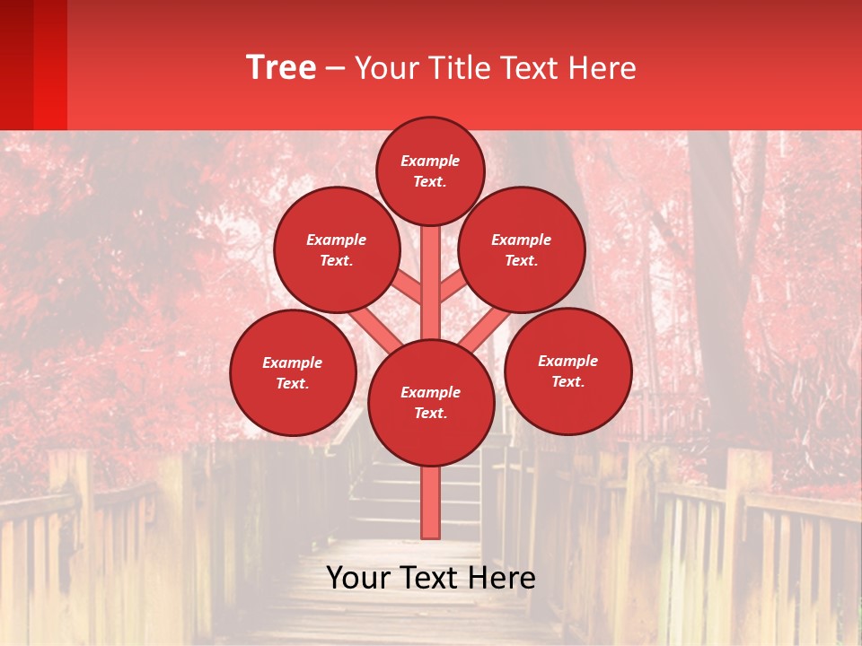A Picture Of A Red Forest With Stairs PowerPoint Template
