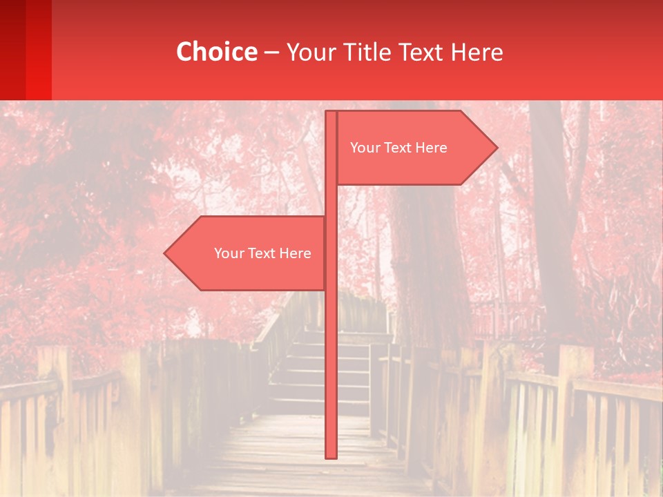 A Picture Of A Red Forest With Stairs PowerPoint Template