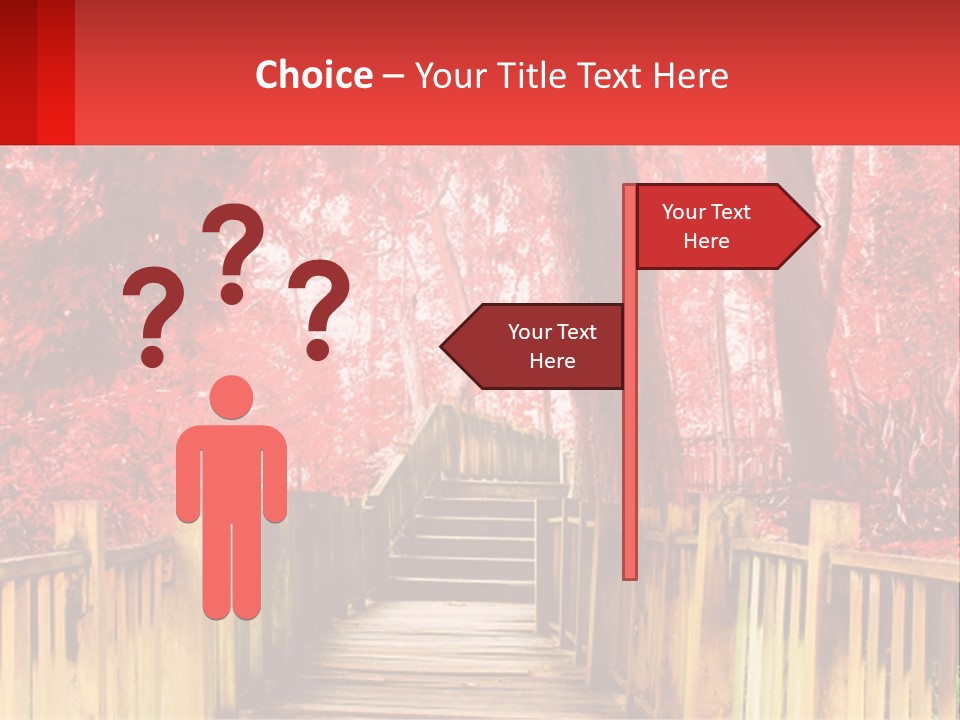 A Picture Of A Red Forest With Stairs PowerPoint Template