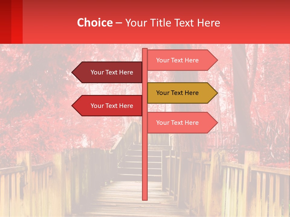 A Picture Of A Red Forest With Stairs PowerPoint Template