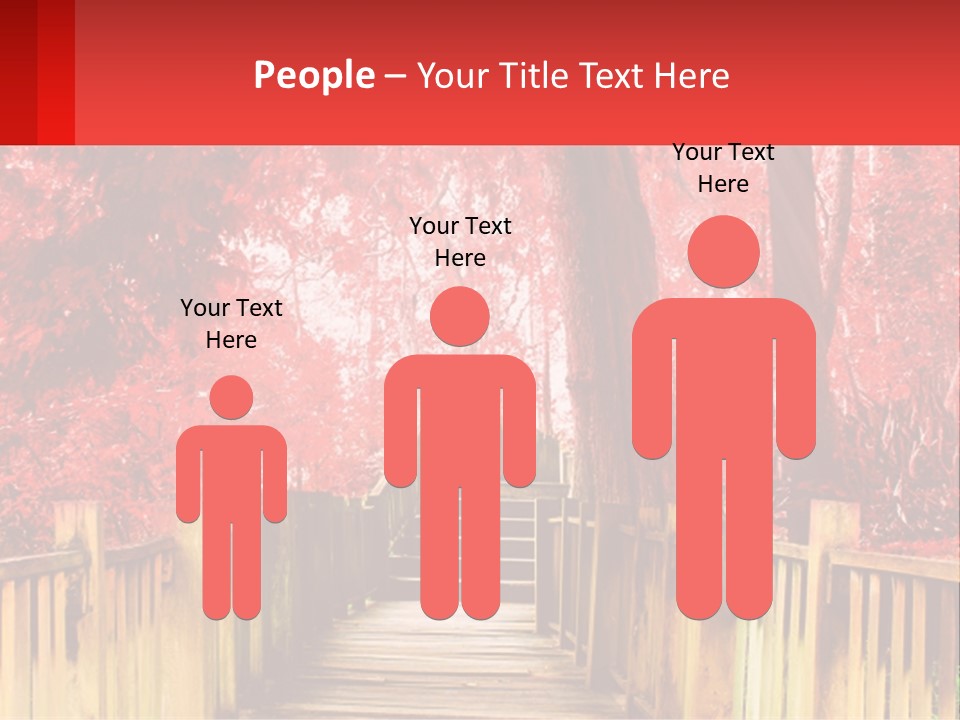 A Picture Of A Red Forest With Stairs PowerPoint Template