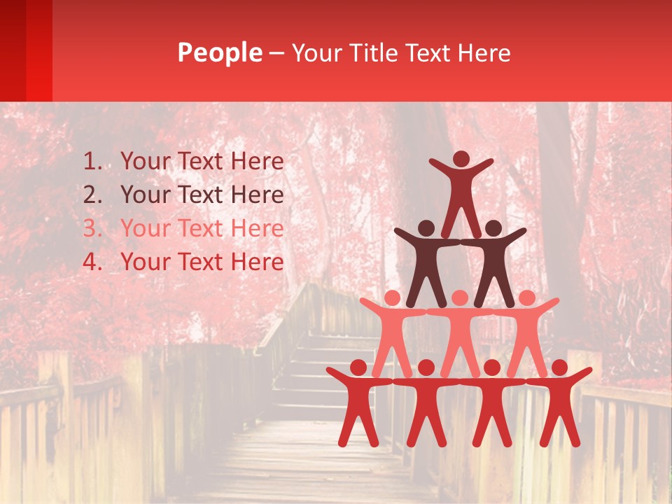 A Picture Of A Red Forest With Stairs PowerPoint Template