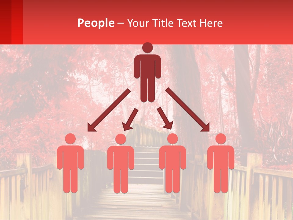 A Picture Of A Red Forest With Stairs PowerPoint Template