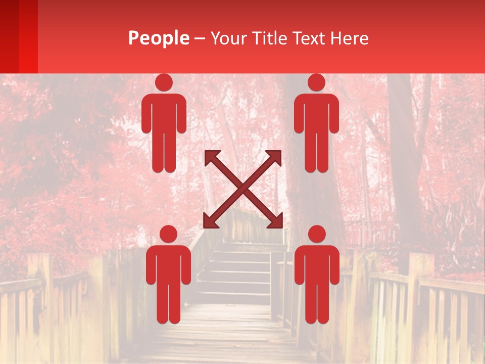 A Picture Of A Red Forest With Stairs PowerPoint Template