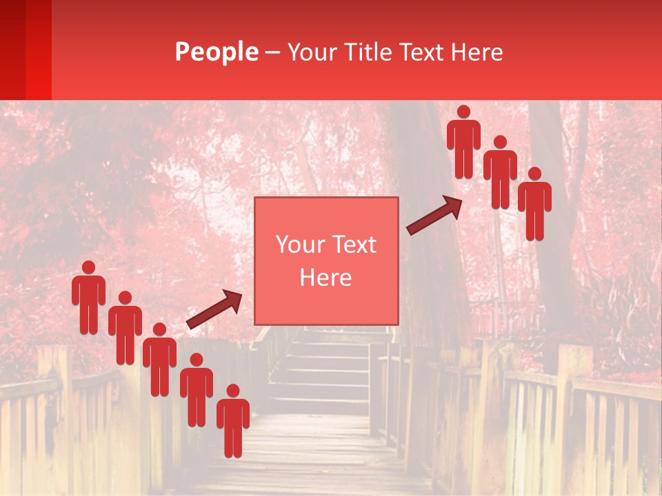 A Picture Of A Red Forest With Stairs PowerPoint Template