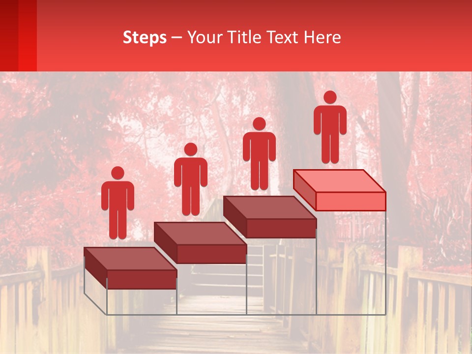 A Picture Of A Red Forest With Stairs PowerPoint Template