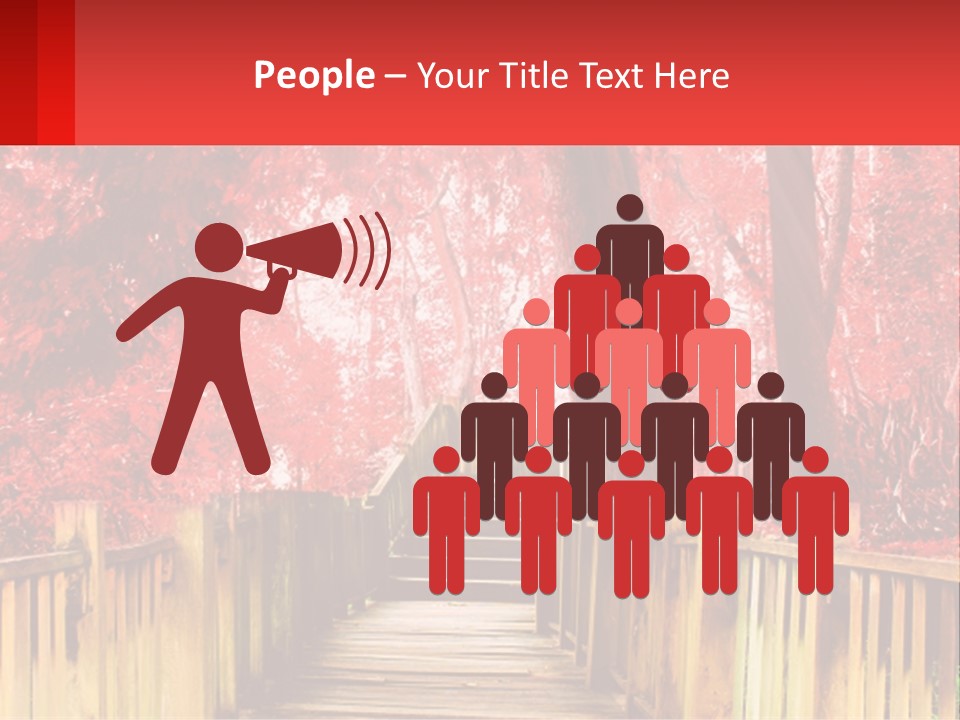 A Picture Of A Red Forest With Stairs PowerPoint Template