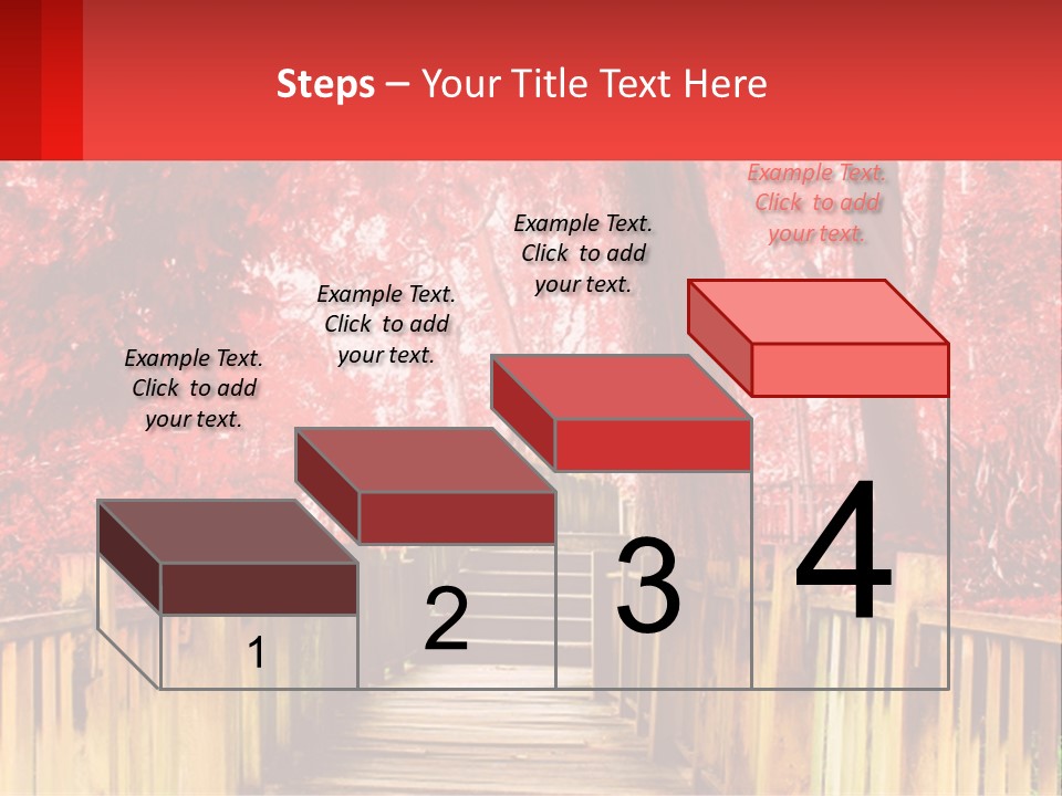 A Picture Of A Red Forest With Stairs PowerPoint Template