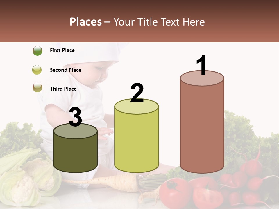 A Baby In A Chef's Hat Sitting On A Table Surrounded By Vegetables PowerPoint Template