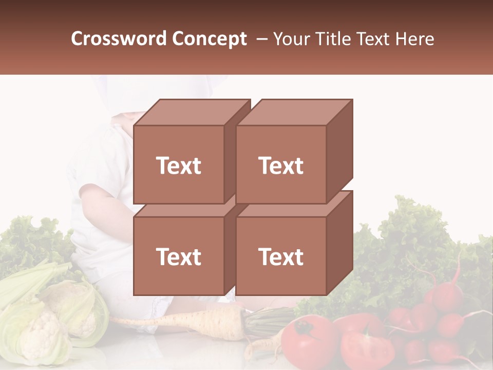 A Baby In A Chef's Hat Sitting On A Table Surrounded By Vegetables PowerPoint Template