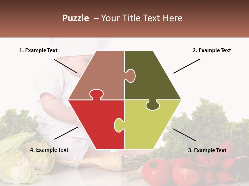 A Baby In A Chef's Hat Sitting On A Table Surrounded By Vegetables PowerPoint Template