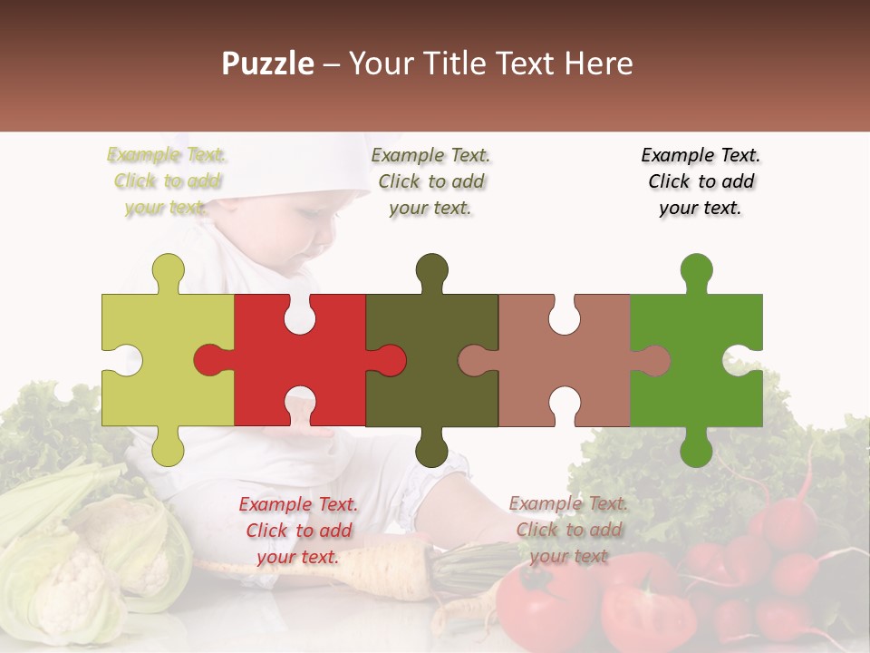 A Baby In A Chef's Hat Sitting On A Table Surrounded By Vegetables PowerPoint Template