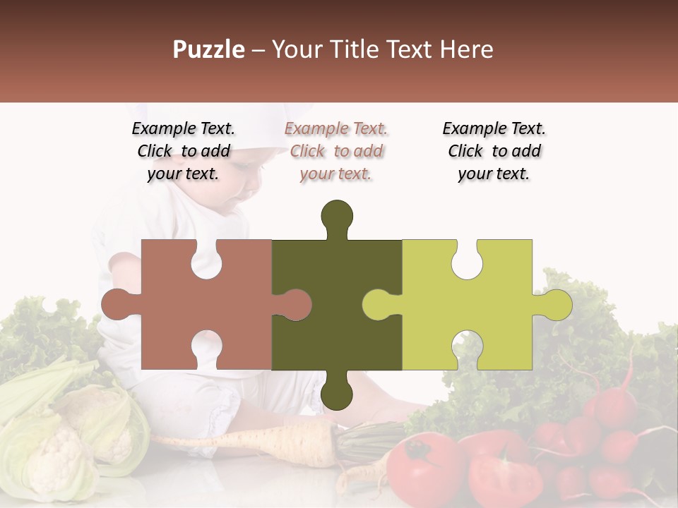 A Baby In A Chef's Hat Sitting On A Table Surrounded By Vegetables PowerPoint Template