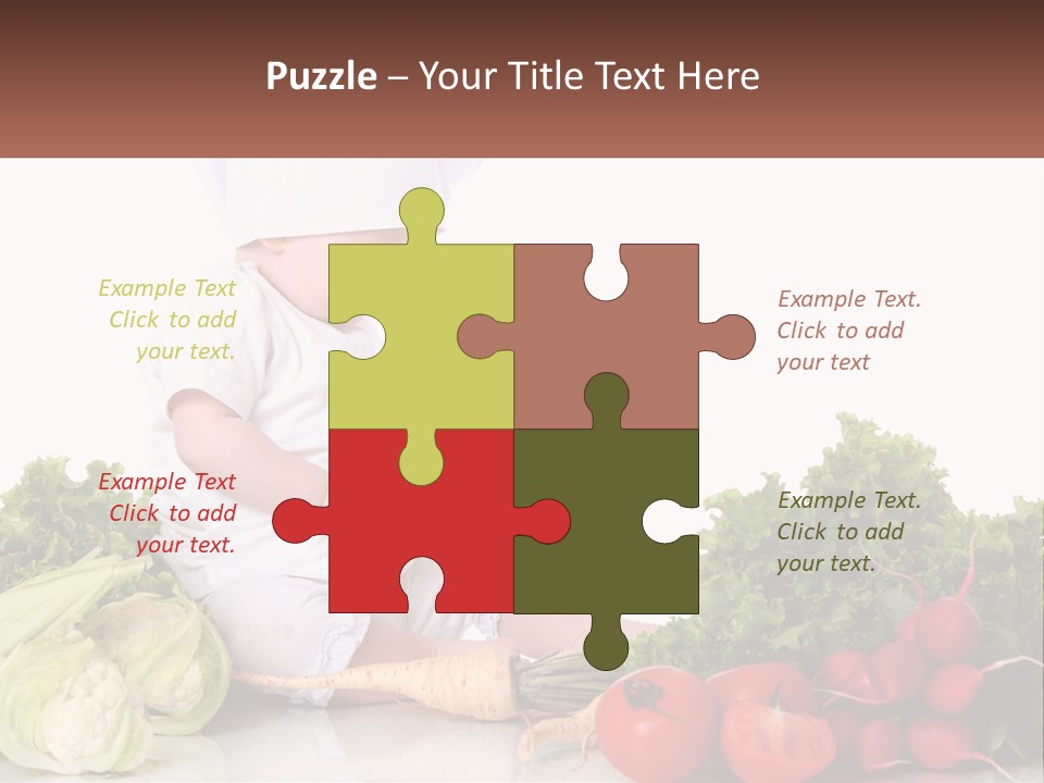 A Baby In A Chef's Hat Sitting On A Table Surrounded By Vegetables PowerPoint Template