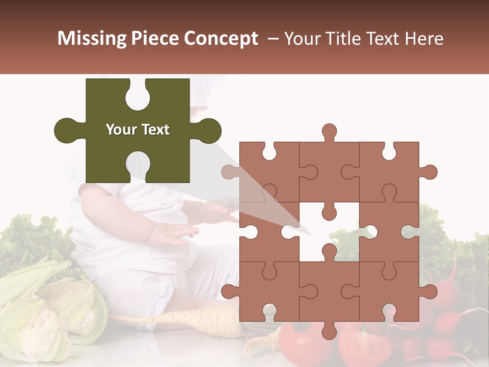 A Baby In A Chef's Hat Sitting On A Table Surrounded By Vegetables PowerPoint Template