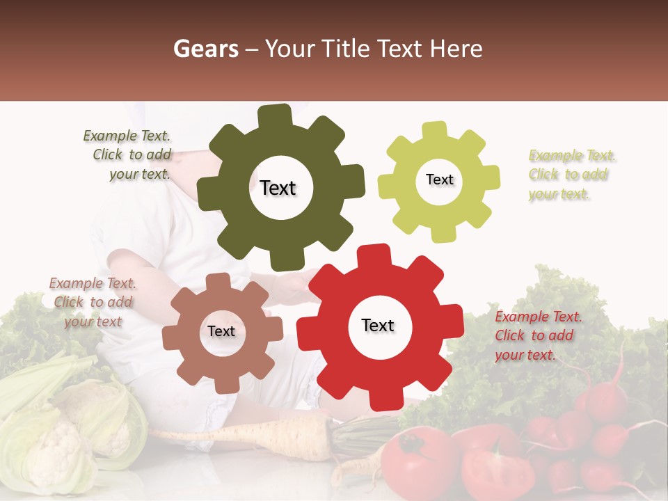 A Baby In A Chef's Hat Sitting On A Table Surrounded By Vegetables PowerPoint Template