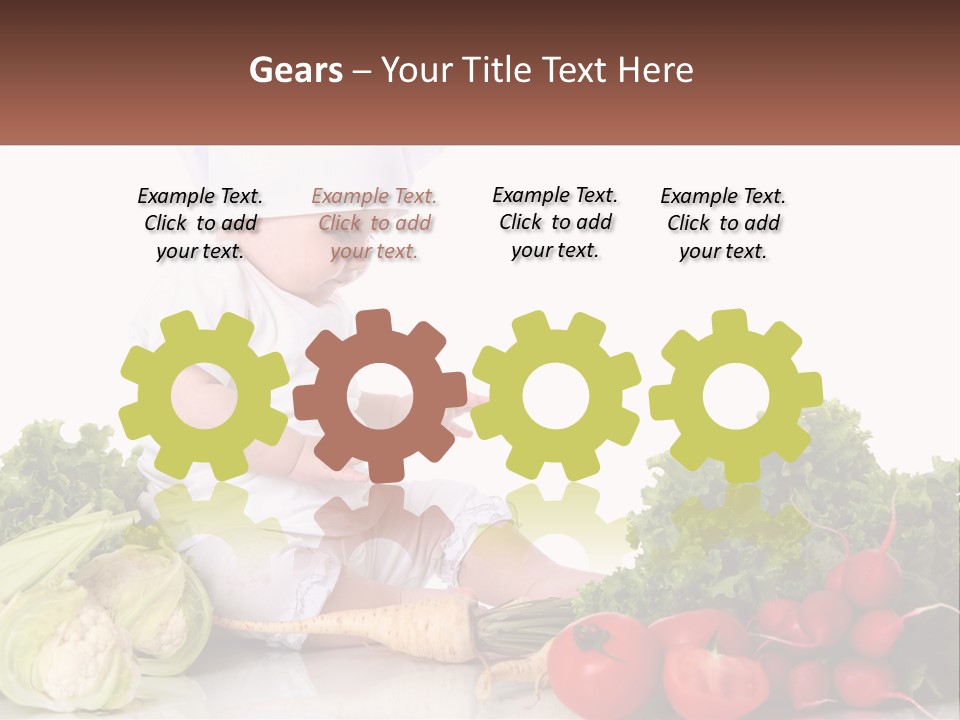 A Baby In A Chef's Hat Sitting On A Table Surrounded By Vegetables PowerPoint Template