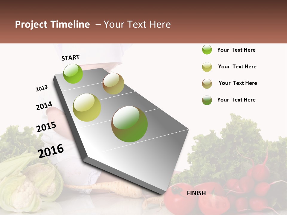A Baby In A Chef's Hat Sitting On A Table Surrounded By Vegetables PowerPoint Template