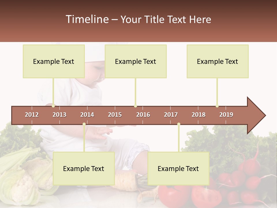 A Baby In A Chef's Hat Sitting On A Table Surrounded By Vegetables PowerPoint Template