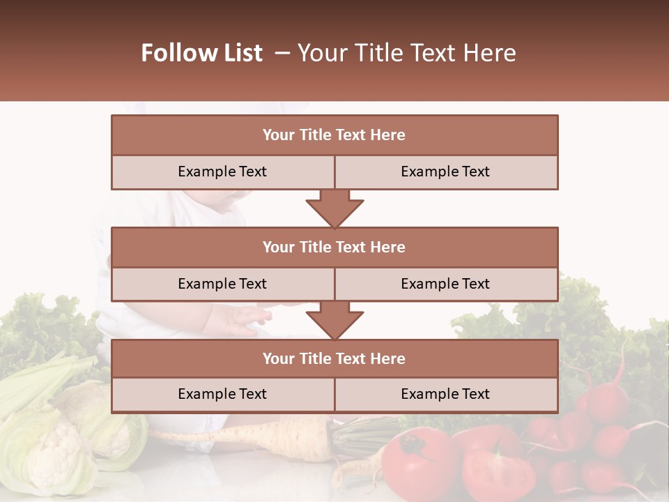 A Baby In A Chef's Hat Sitting On A Table Surrounded By Vegetables PowerPoint Template