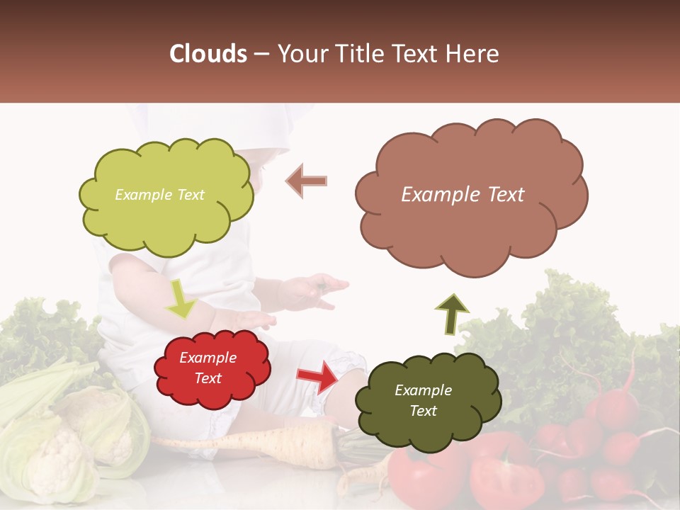 A Baby In A Chef's Hat Sitting On A Table Surrounded By Vegetables PowerPoint Template
