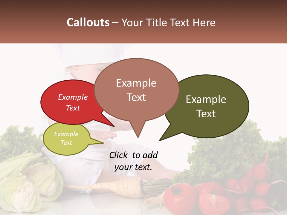 A Baby In A Chef's Hat Sitting On A Table Surrounded By Vegetables PowerPoint Template