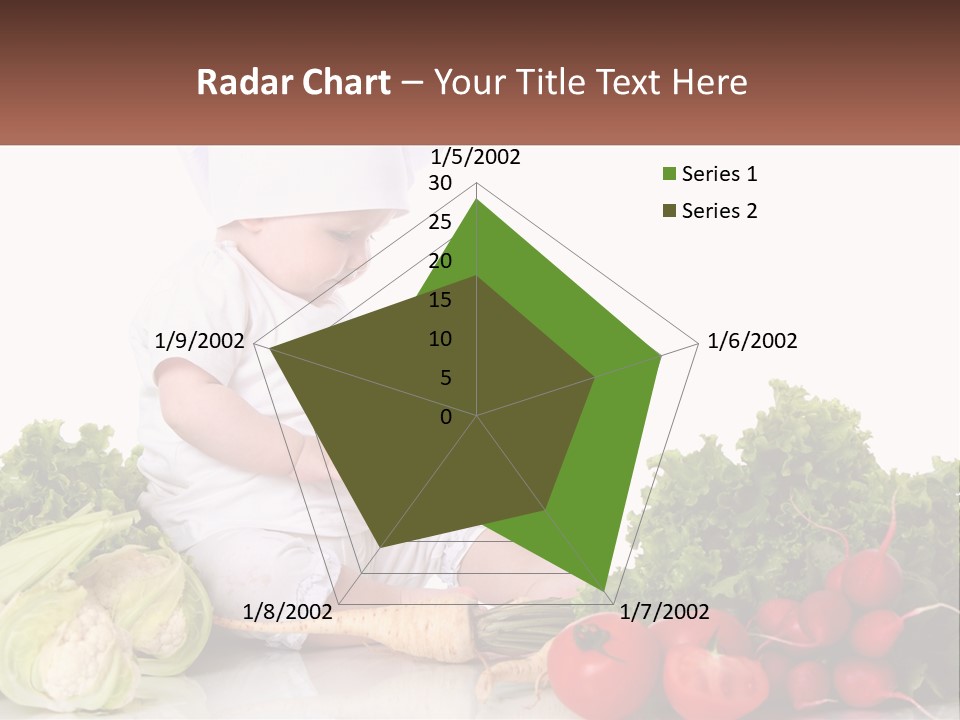 A Baby In A Chef's Hat Sitting On A Table Surrounded By Vegetables PowerPoint Template
