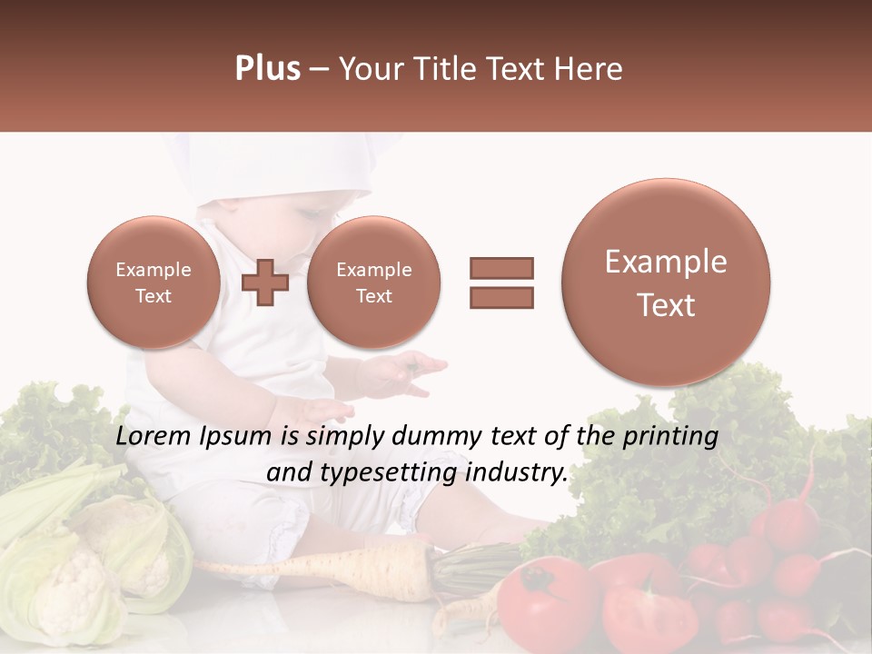 A Baby In A Chef's Hat Sitting On A Table Surrounded By Vegetables PowerPoint Template