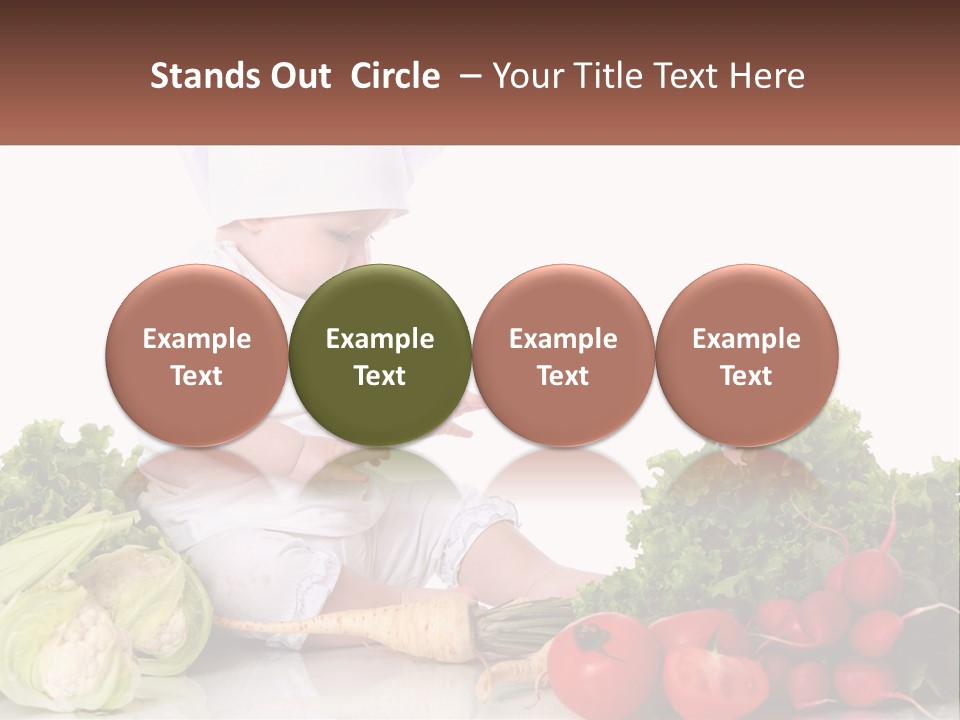 A Baby In A Chef's Hat Sitting On A Table Surrounded By Vegetables PowerPoint Template