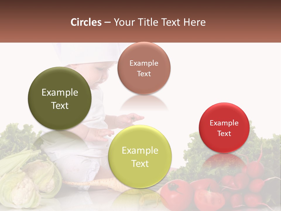 A Baby In A Chef's Hat Sitting On A Table Surrounded By Vegetables PowerPoint Template