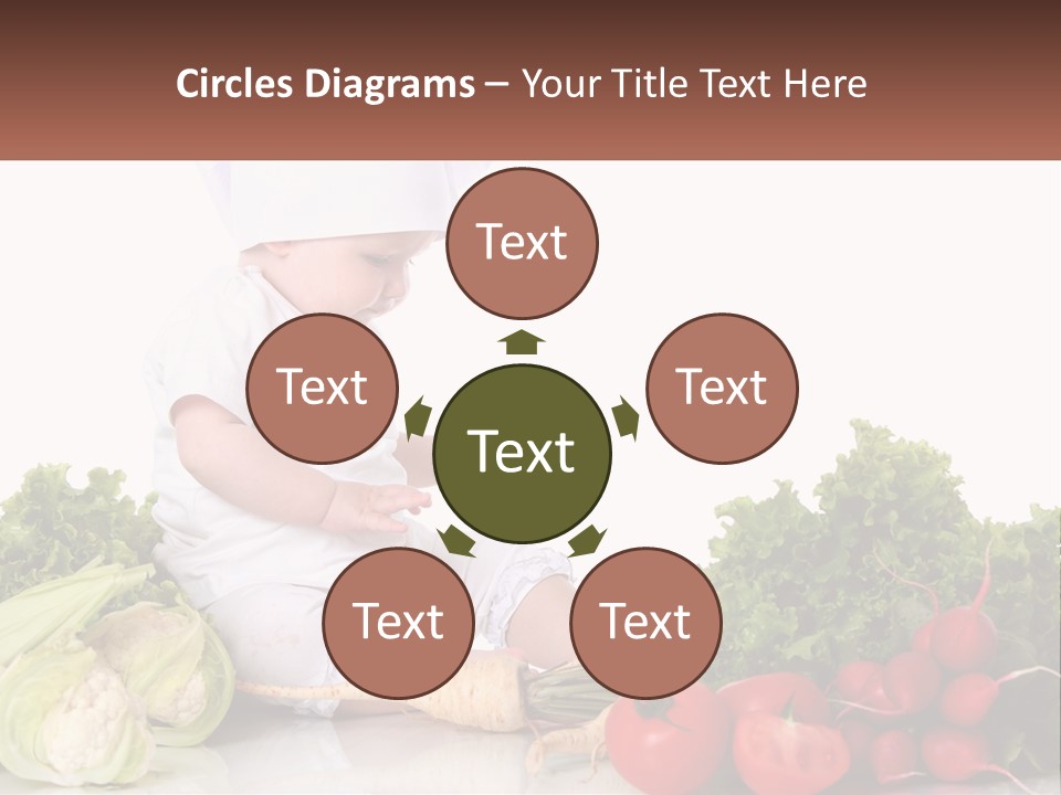 A Baby In A Chef's Hat Sitting On A Table Surrounded By Vegetables PowerPoint Template