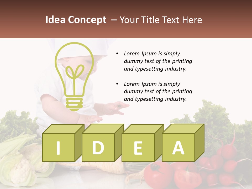 A Baby In A Chef's Hat Sitting On A Table Surrounded By Vegetables PowerPoint Template