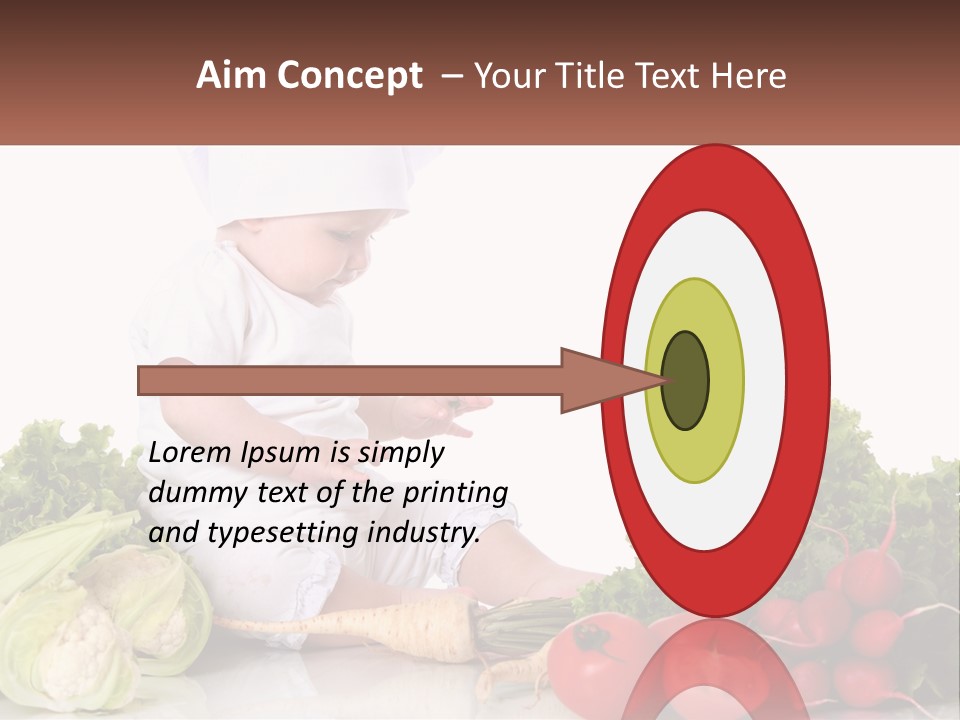 A Baby In A Chef's Hat Sitting On A Table Surrounded By Vegetables PowerPoint Template