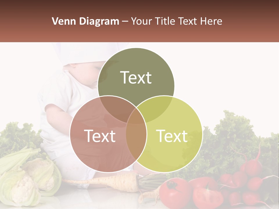 A Baby In A Chef's Hat Sitting On A Table Surrounded By Vegetables PowerPoint Template