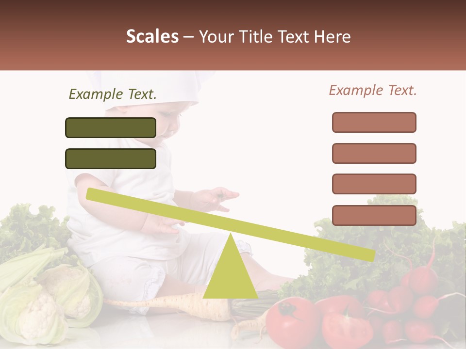 A Baby In A Chef's Hat Sitting On A Table Surrounded By Vegetables PowerPoint Template