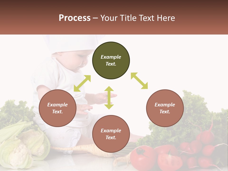 A Baby In A Chef's Hat Sitting On A Table Surrounded By Vegetables PowerPoint Template