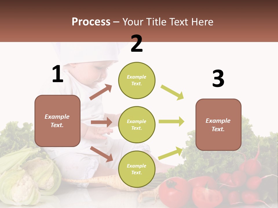 A Baby In A Chef's Hat Sitting On A Table Surrounded By Vegetables PowerPoint Template