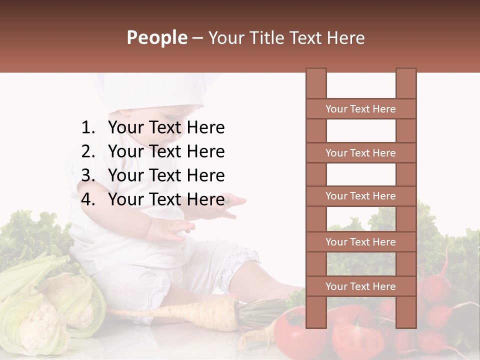A Baby In A Chef's Hat Sitting On A Table Surrounded By Vegetables PowerPoint Template