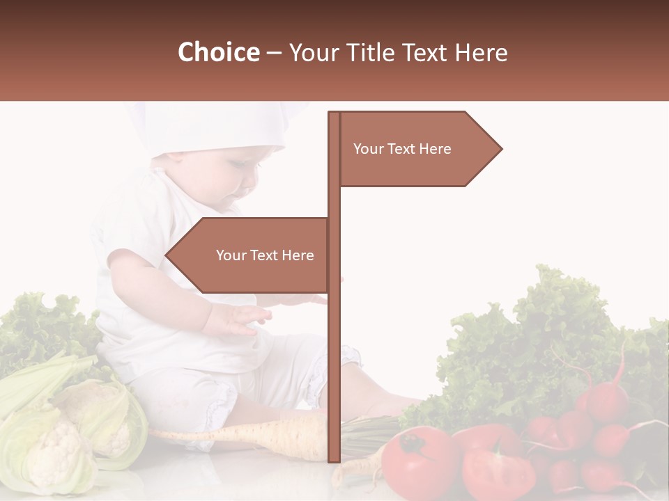 A Baby In A Chef's Hat Sitting On A Table Surrounded By Vegetables PowerPoint Template