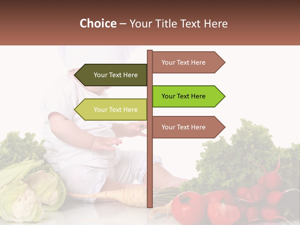 A Baby In A Chef's Hat Sitting On A Table Surrounded By Vegetables PowerPoint Template