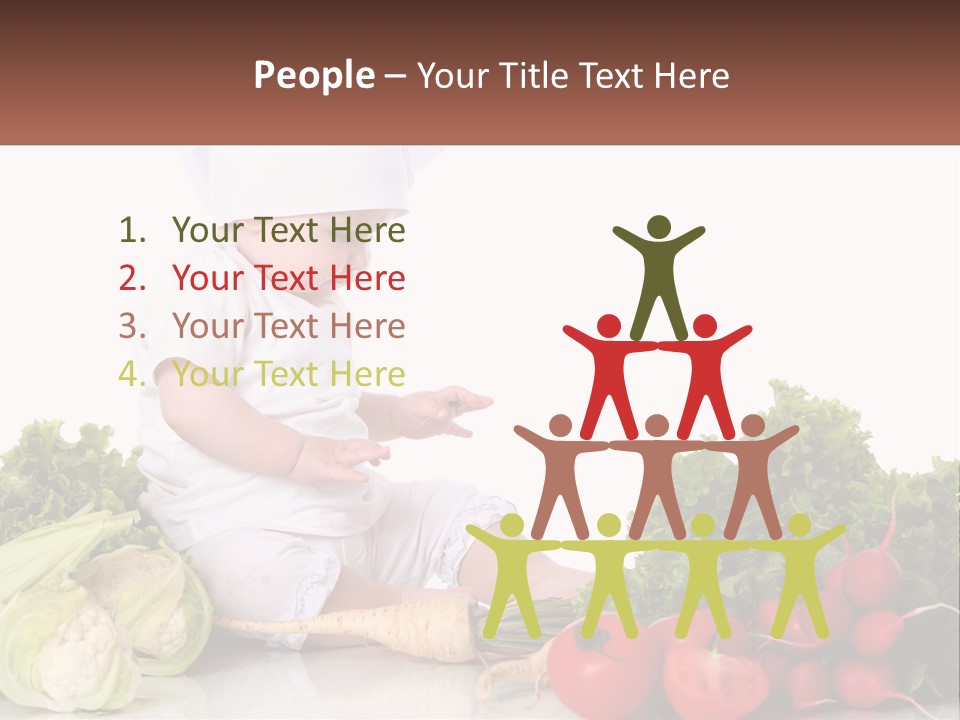 A Baby In A Chef's Hat Sitting On A Table Surrounded By Vegetables PowerPoint Template