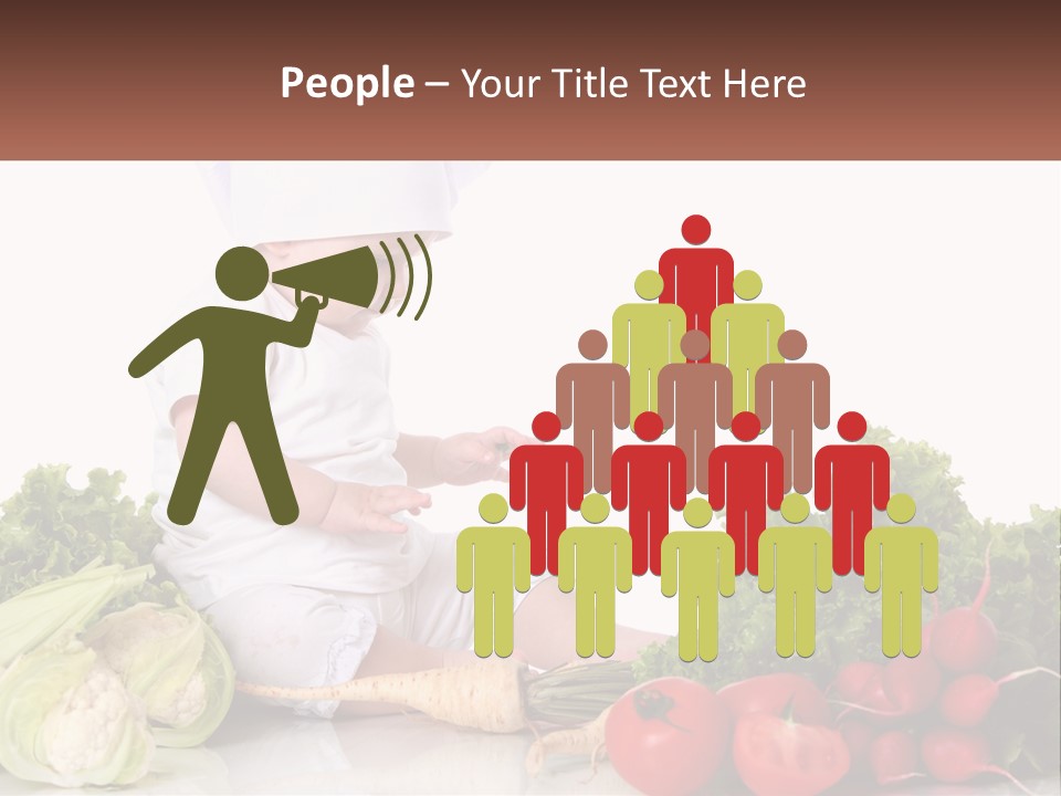 A Baby In A Chef's Hat Sitting On A Table Surrounded By Vegetables PowerPoint Template