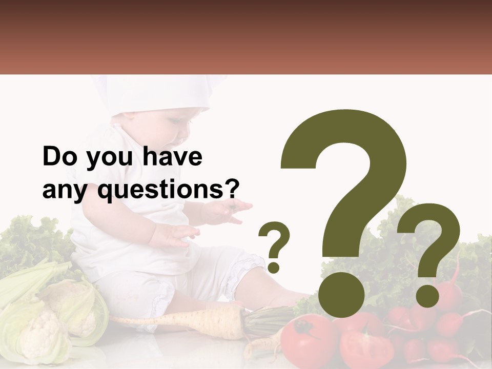A Baby In A Chef's Hat Sitting On A Table Surrounded By Vegetables PowerPoint Template