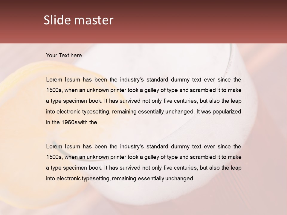 A Drink With A Slice Of Lemon On Top Of It PowerPoint Template