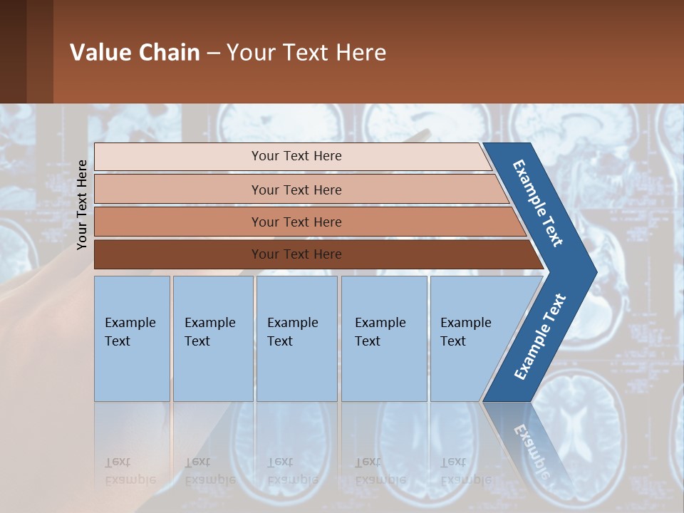 A Person Holding A Pen In Front Of A Brain Scan PowerPoint Template