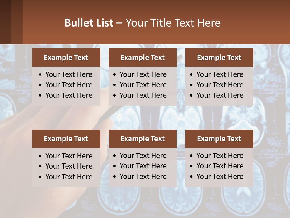 A Person Holding A Pen In Front Of A Brain Scan PowerPoint Template