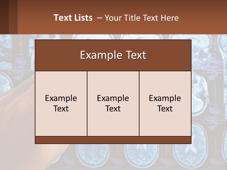 A Person Holding A Pen In Front Of A Brain Scan PowerPoint Template