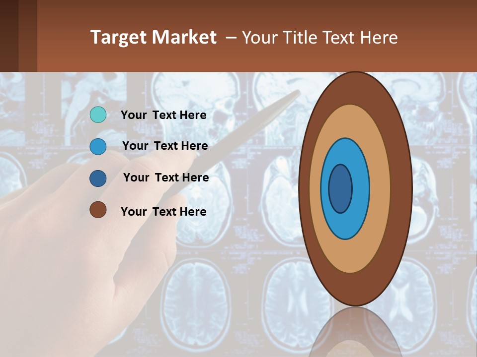 A Person Holding A Pen In Front Of A Brain Scan PowerPoint Template